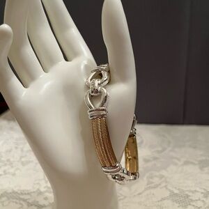 Silver and Gold Tone Stretchy Bracelet